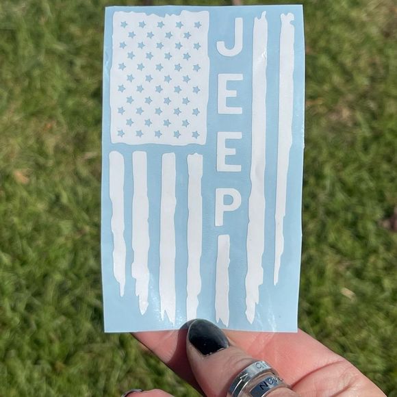 White Jeep Flag Vinyl Decal - Picture 2 of 7